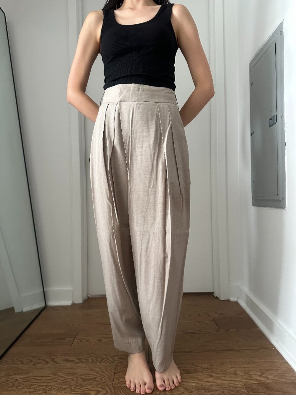 LOW CLASSIC Beige Wide Tuck Trousers